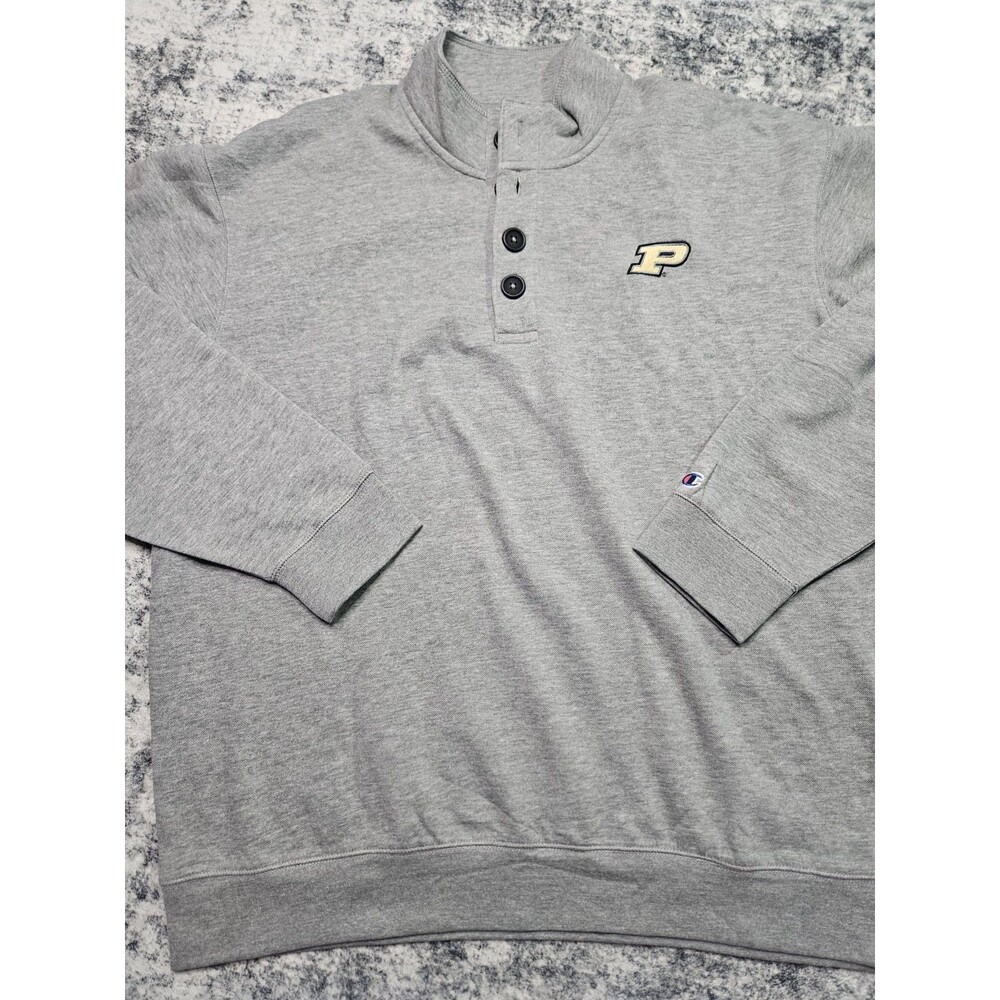 Purdue University Sweatshirt Size XXL 2XL Gray Champion Mock Neck Button NWT